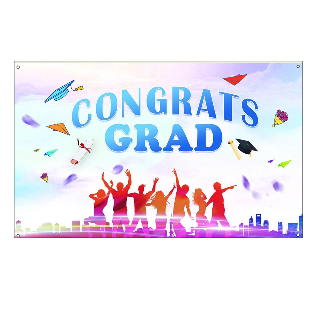 Graduation Backdrop Class of Congrats Grad Caps Background Party Decoration