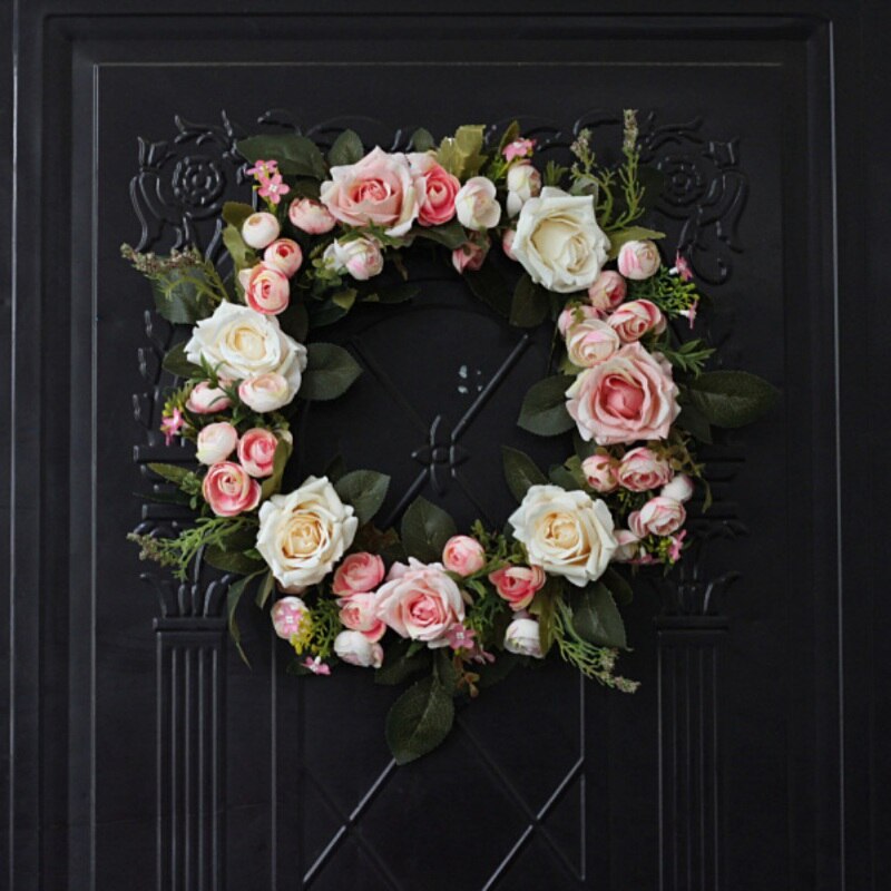45 cm Lente Bloem Krans (voordeur Kleurrijke Bloemen Lente Zomer Kransen (Voordeur Kunstmatige Bloemen Binnen Buiten) schattig