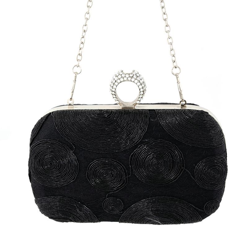 Mini punk clutch taske håndværk sort sølv stål vævning paisley clutch håndtaske udførelse dame aftentasker: Sort