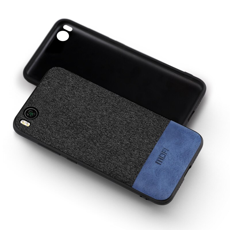 For Xiaomi mi 5s case cover shockproof back cover fabric cloth fitted protective cases capas MOFi original mi5s plus case: for Mi 5s Plus / black with blue