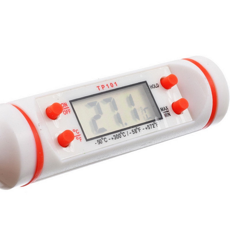 Digitalt madtermometer lang sonde elektronisk kogetermometer til kage suppe stege bbq kød til køkken med batteri