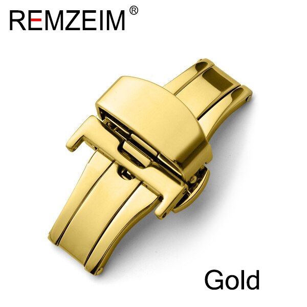 Armband 16mm 18mm 20mm 22mm 24mm Edelstahl Schmetterling Deployment Uhr Band Schnalle Feste Automatische taste Mit: Gold / 16mm