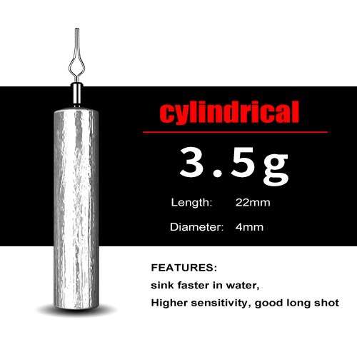 FISH KING 50pcs Fishing Sinker Cylindrical/Spherical Weights 3.5g-14g Fishing Oval Split Shot Lead Sinkers Fishing Tackle: Y-3.5