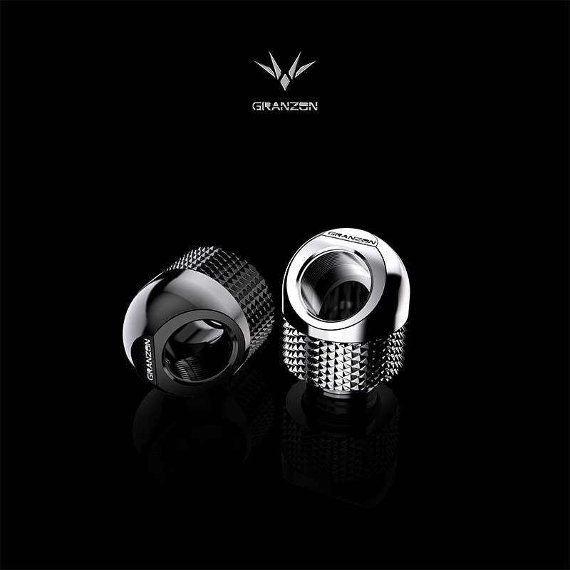 Bykski Granzon GD-45, G1/4&quot; 360 Degree Freely Rotary Elbow Fittings,45 Degree PC Water Cooling Connector Adapter Black/Silver