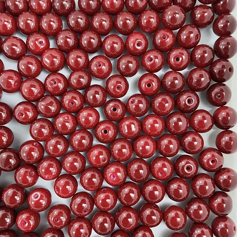 50pcs/8mm Solid Color Glass Beads, Beading & Jewelry Making Essentials Colorful, , Trendy DIY Craft Supplies for Handmade: PURPLE