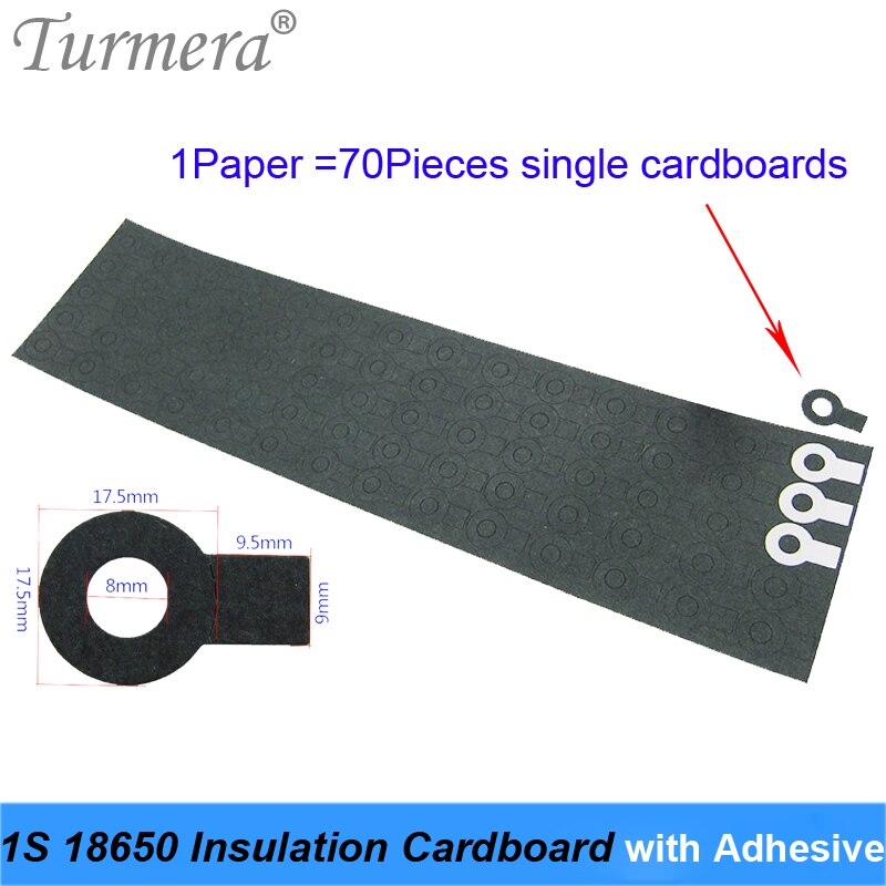 70Pieces 1S 18650 Battery Insulation cardboard with Adhesive for 18650 Battery Pack Cell Insulating Glue Patch Positive