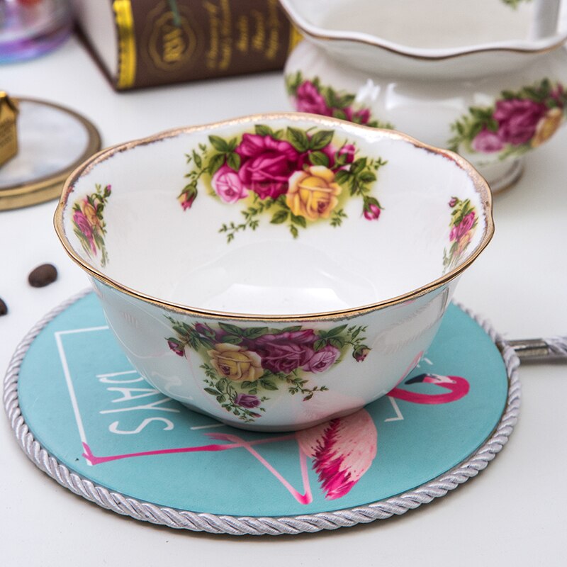 screw thread plate relief bone china plate rose tableware set dessert plate cake plate