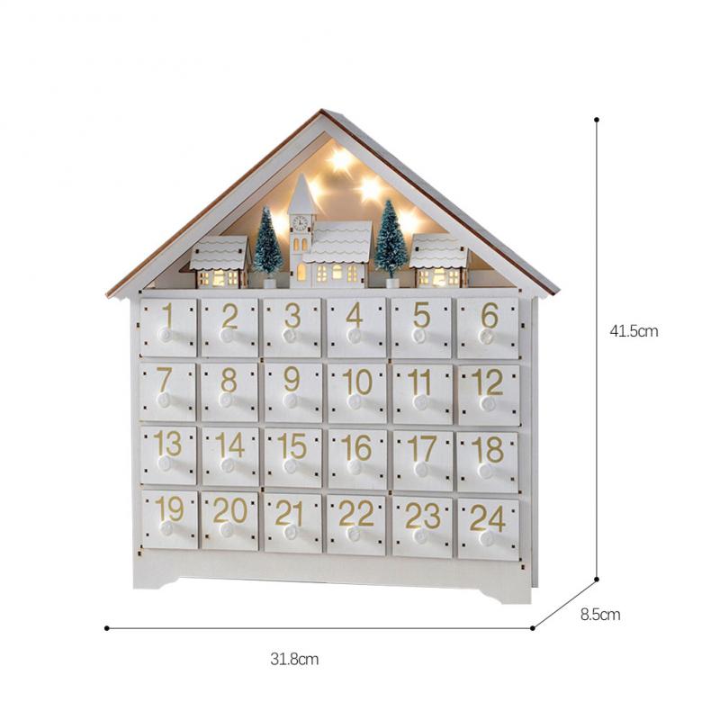 Wooden Countdown Christmas Led Light Calendar Box Cabinet Nativity Manger Home Decoration Accessories: 02