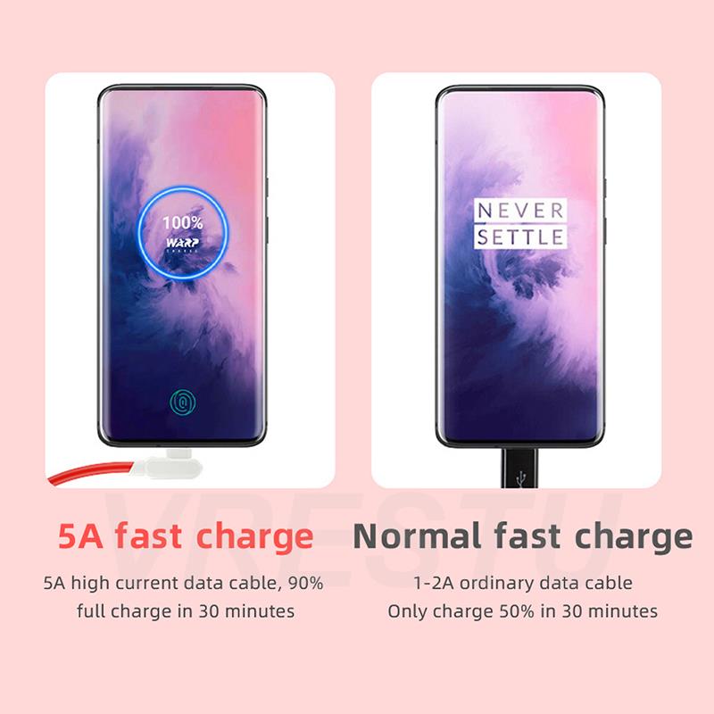 USB Typ C Kabel für Eine Plus Blitz aufladen Kabel 5A Bindestrich wickeln Ladegerät für Oneplus 1 + 9 8 7T Profi 5T 3T 9R Nord N10 Gamer USB Draht