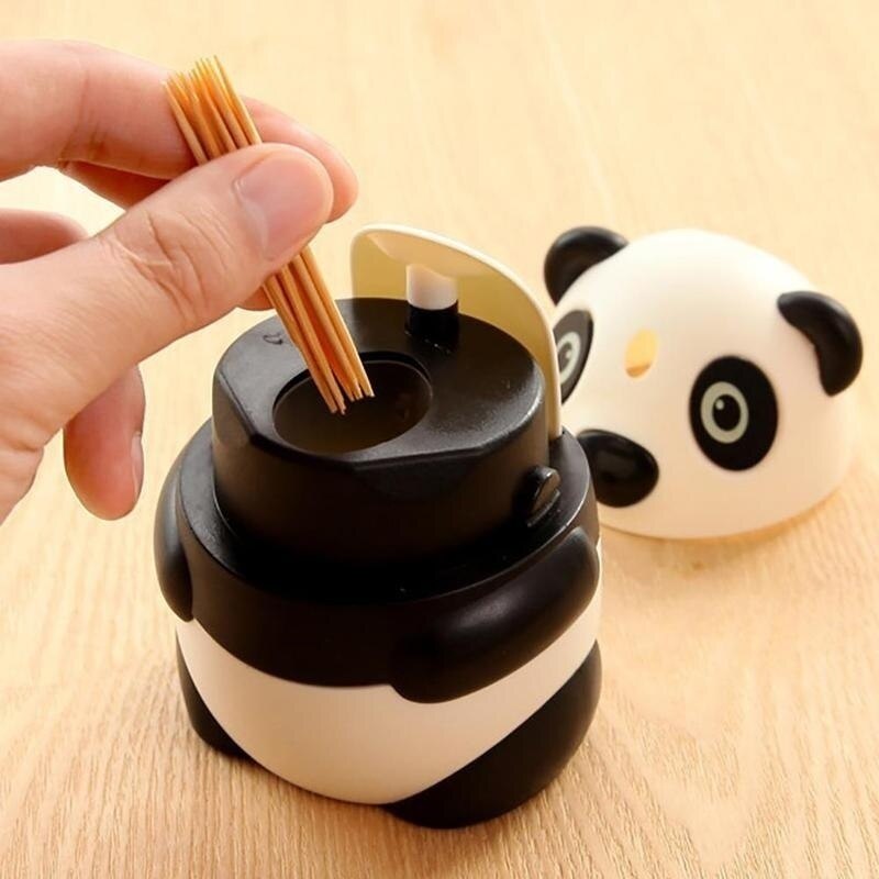 Boîte à cure-dents automatique Panda, Type de pression manuelle, cure-dents, extincteurs mignon dessin animé, boîte à cure-dents en plastique de Table