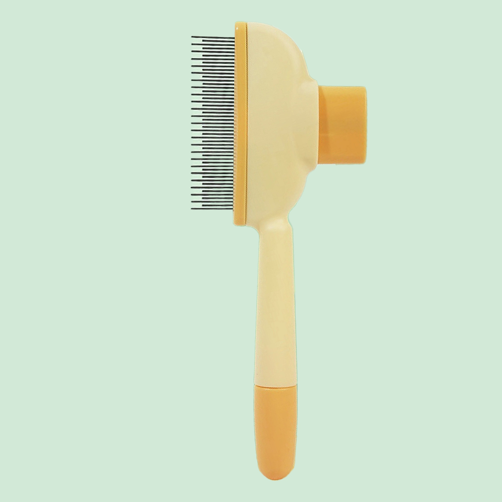 Stainless Steel Pet Grooming Brush One-Button Pet Hair Remover Pet Cleaning Comb for Loosening Up Removing Debris: Yellow