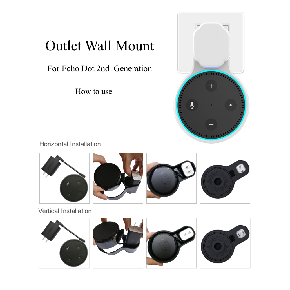 Alexa Echo Dot 2 Wall Mount Outlet Holder Hanger for 2nd Generation A Space-Saving Solution for Your Smart Home Speakers