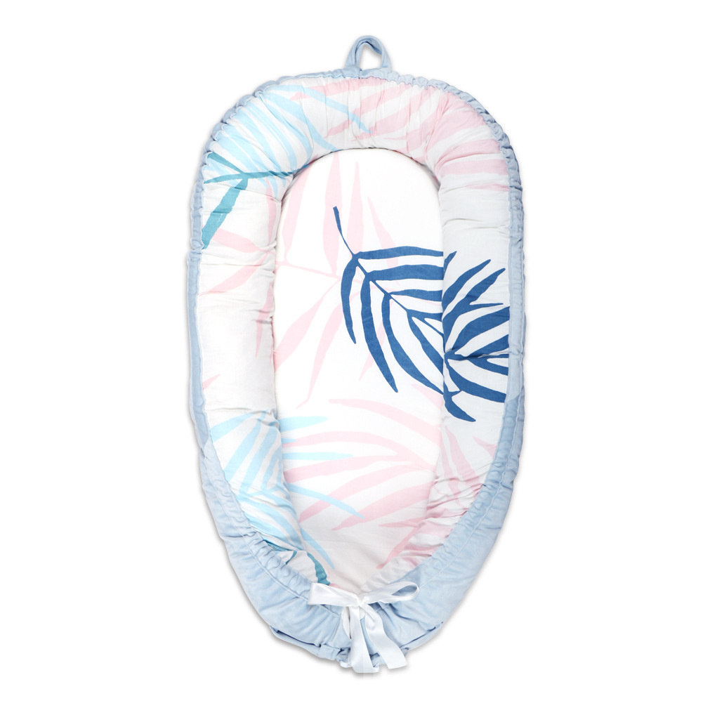 Baby Cradle Baby Bassinet Kids Bed Soft for Party: Blue Bamboo Leaves