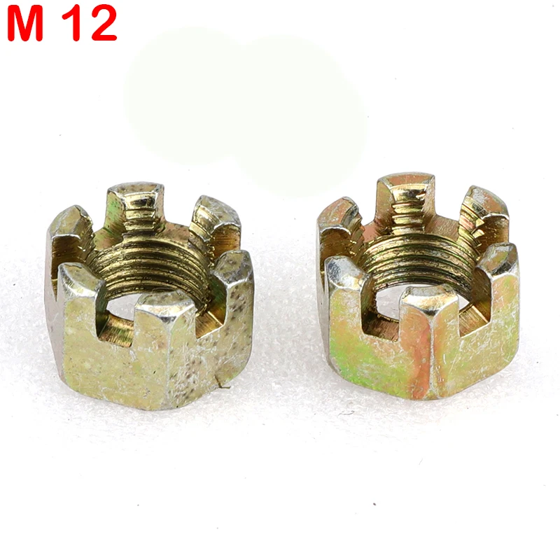 2pcs/lot Connecting Rod Wheel Axle Hub Slotted Castle Nut Groove Hexagon Nut M10/M12/M14/M16/M20: Green  