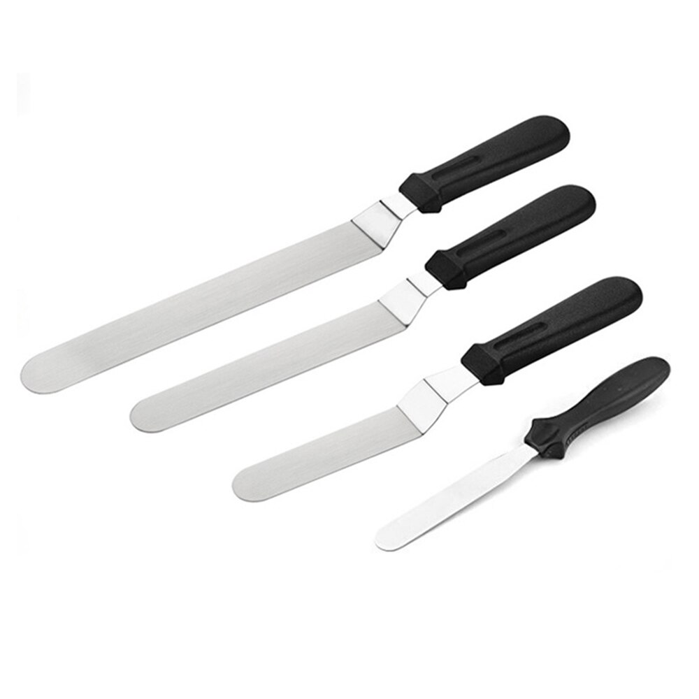 4/6/8/10in Stainless Steel Spatula Palette Cake Smooth Set Plastic Handles For A Comfy And Controlled Grip