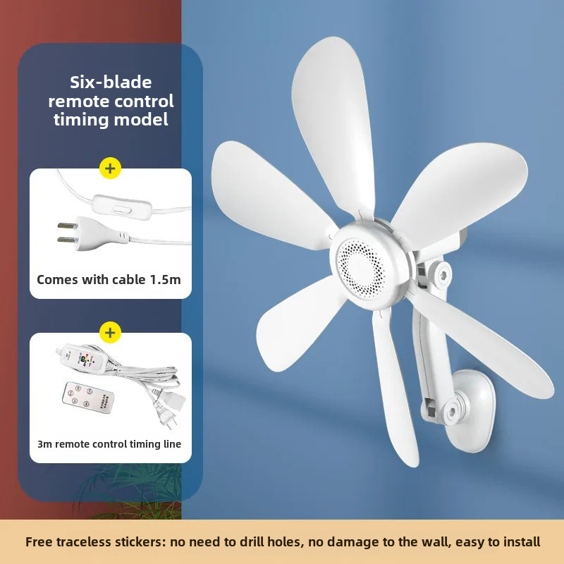 Liten veggmontert elektrisk vifte for hjem og studenthjem, ingen boring nødvendig, ideell for veggdekorasjon på baderom og kjøkken: Rosa