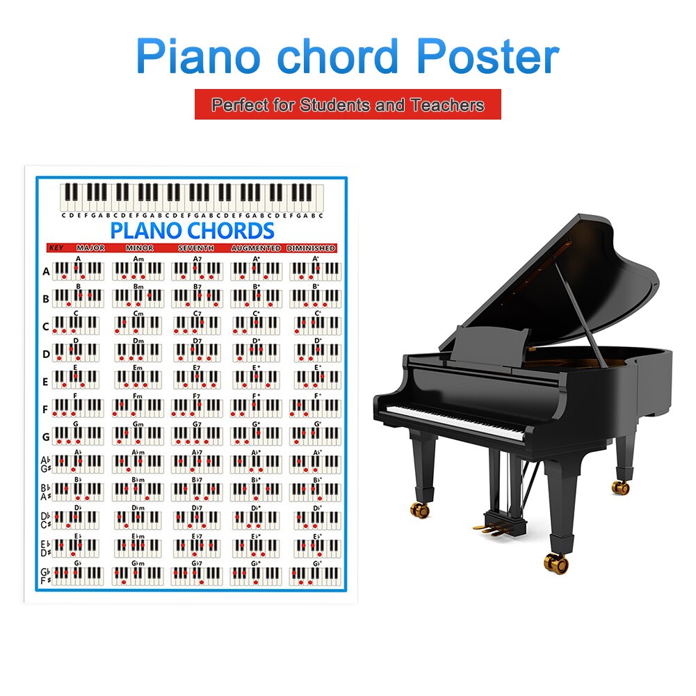 Tablature Piano Chord Practice Sticker Lightweight Portable 88 Key Fingering Diagram Music Elements for Beginner