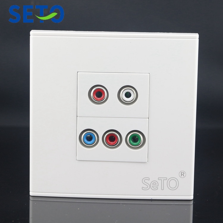 SeTo 86 Type Wit & Rood Audio + RGB Multi-Media Connector Panel Wandplaat Socket Keystone Faceplate