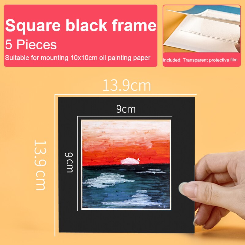 Pastel Paper For Oil Pastel Special-purpose Fine Grain Paper Oil Pastel Square Painting Cardboard Paste Paper A5/A4 Pastel Paper: 10x10cm black 5 pcs