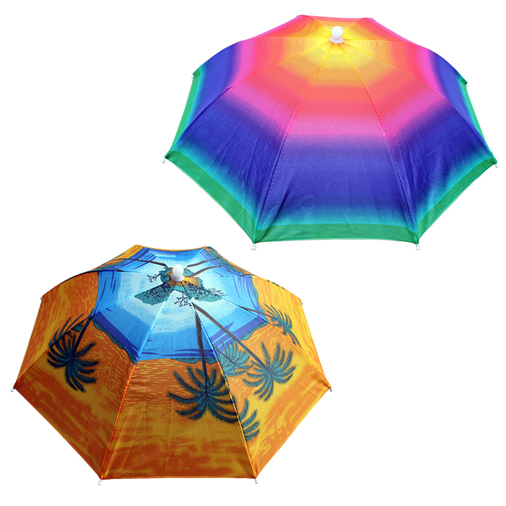 Foldable Outdoor Umbrella Hat 55cm Fishing Hiking Golf Headwear Sun Umbrella Cap Hands Free Protable Fishing Cap For Women Men