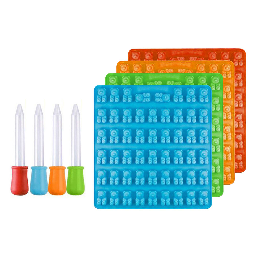 Silicone Mold Gummy Bear Shape Chocolate Mould Jelly Bear Cake Candy Trays With Dropper Rubber Chocolate Maker Kitchen Cake Tool: Default Title