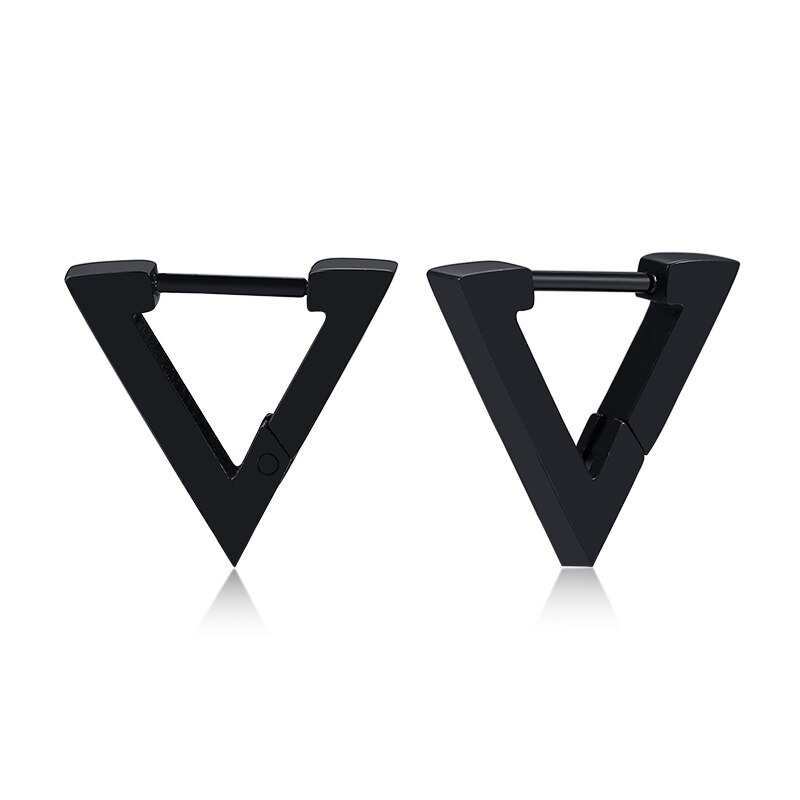 Pendientes de acero inoxidable con forma de triángulo para hombre y mujer, aretes pequeños, Piercing, Piercing, estilo moderno, único: style1 1pair black