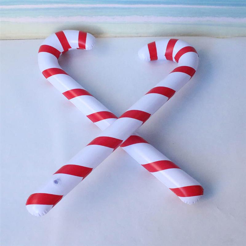 Christmas Inflation Walking Sticks Stripe Pattern 87cm Xmas Party Supplies Christmas Crutches For Festival Inflatable Toys