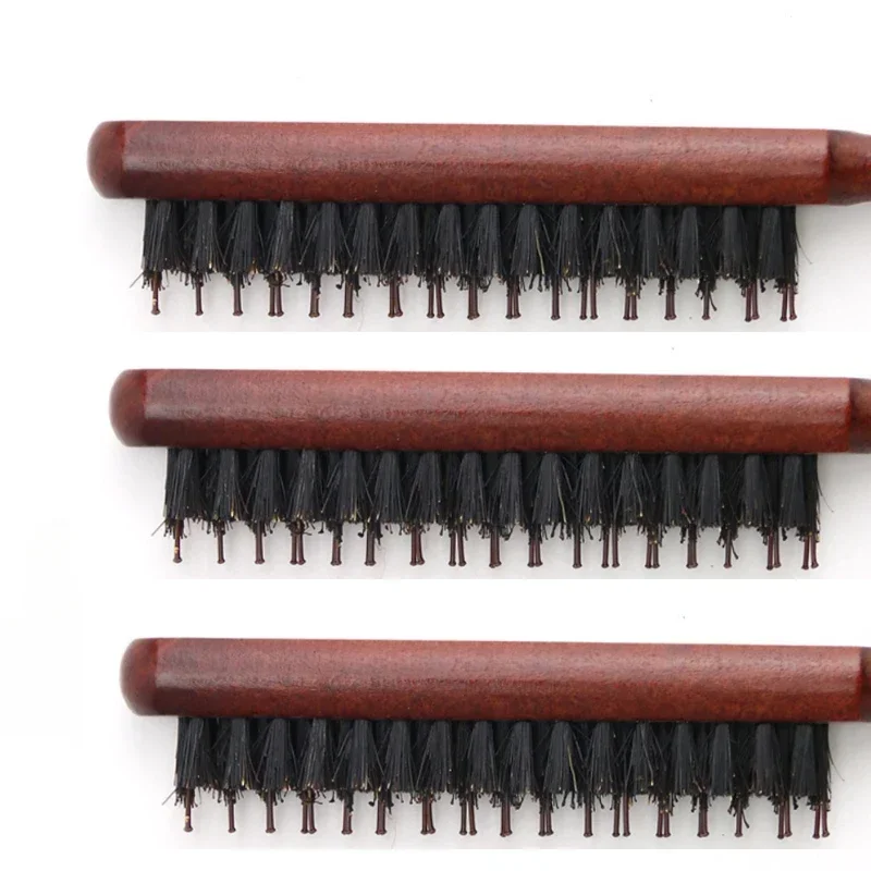 Cepillos de pelo profesionales para salón, cerdas de jabalí, peine de línea delgada de madera, extensión de cepillo de pelo, herramientas de estilismo de peluquería DIY: Rojo