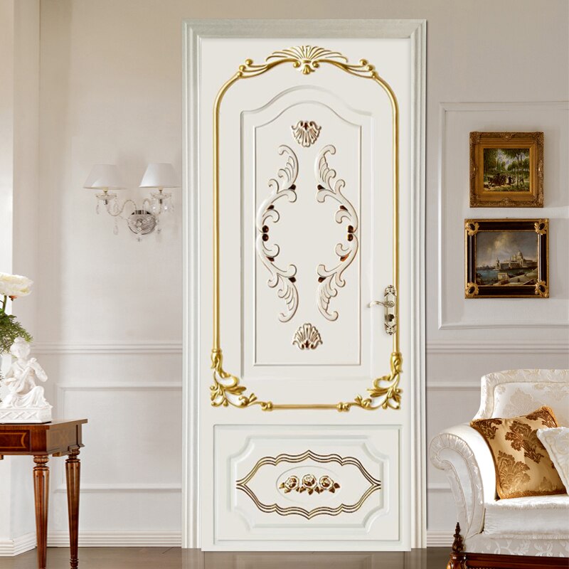PVC Door Sticker Modern 3D Golden European Style P... – Grandado