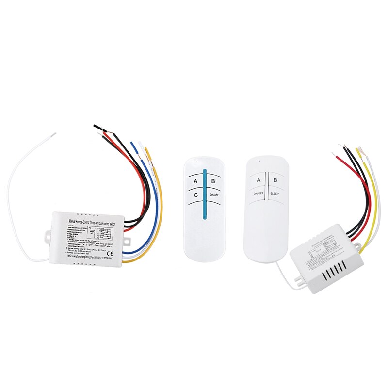 2 Set 220V ON/OFF Digital Wireless Light Lamp Home Wall Corridor Switch Splitter Box Durable Remote Control - 3 Port & 2 Port