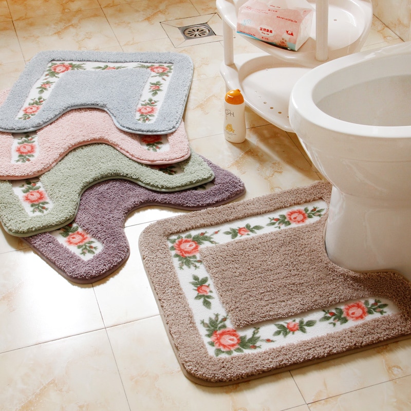 1 pc shower pad badeværelse tæppe gulvmåtte til toilet koral fløjl blød bad tæppe gulv tæppe badeværelse tæppe til badeværelse toilet