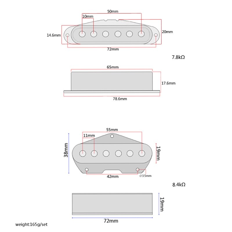 "Vintage Geruisloze Tele Geruisloze Bridge Neck Gitaar Pickup Set