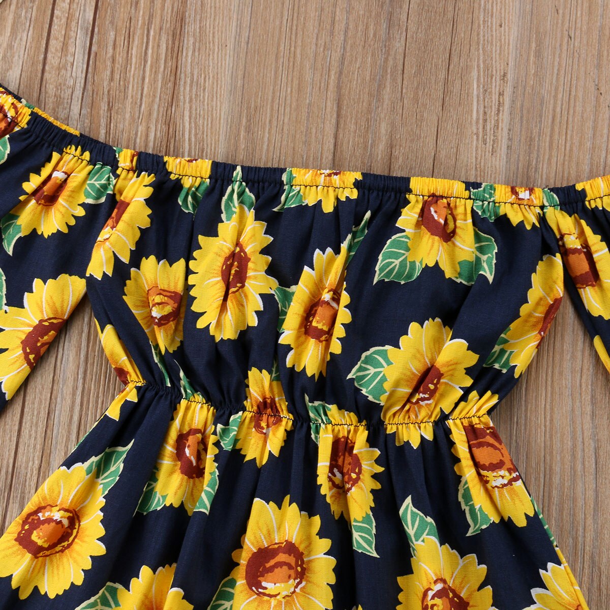¡Novedad de ! Vestido de verano para bebés de 1 a 6 años, vestido con hombros descubiertos girasol y acampanado, Vestido de manga corta para niños