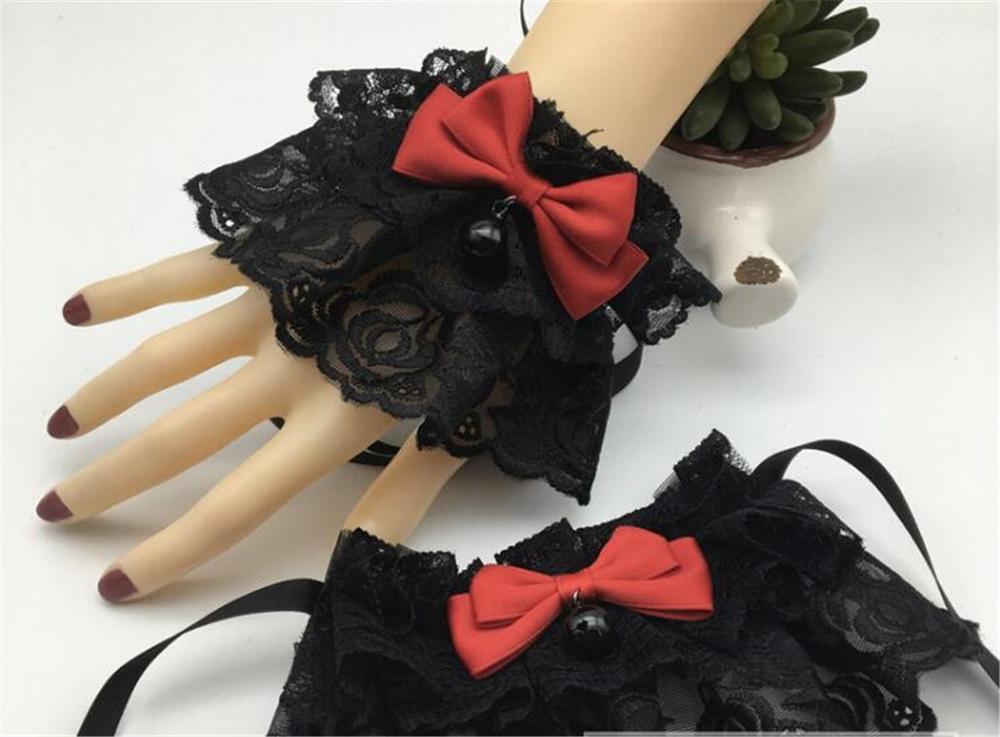Manchettes gothique en dentelle Lolita de Style victorien, Steampunk en Tulle, vêtements à main B776: color  3
