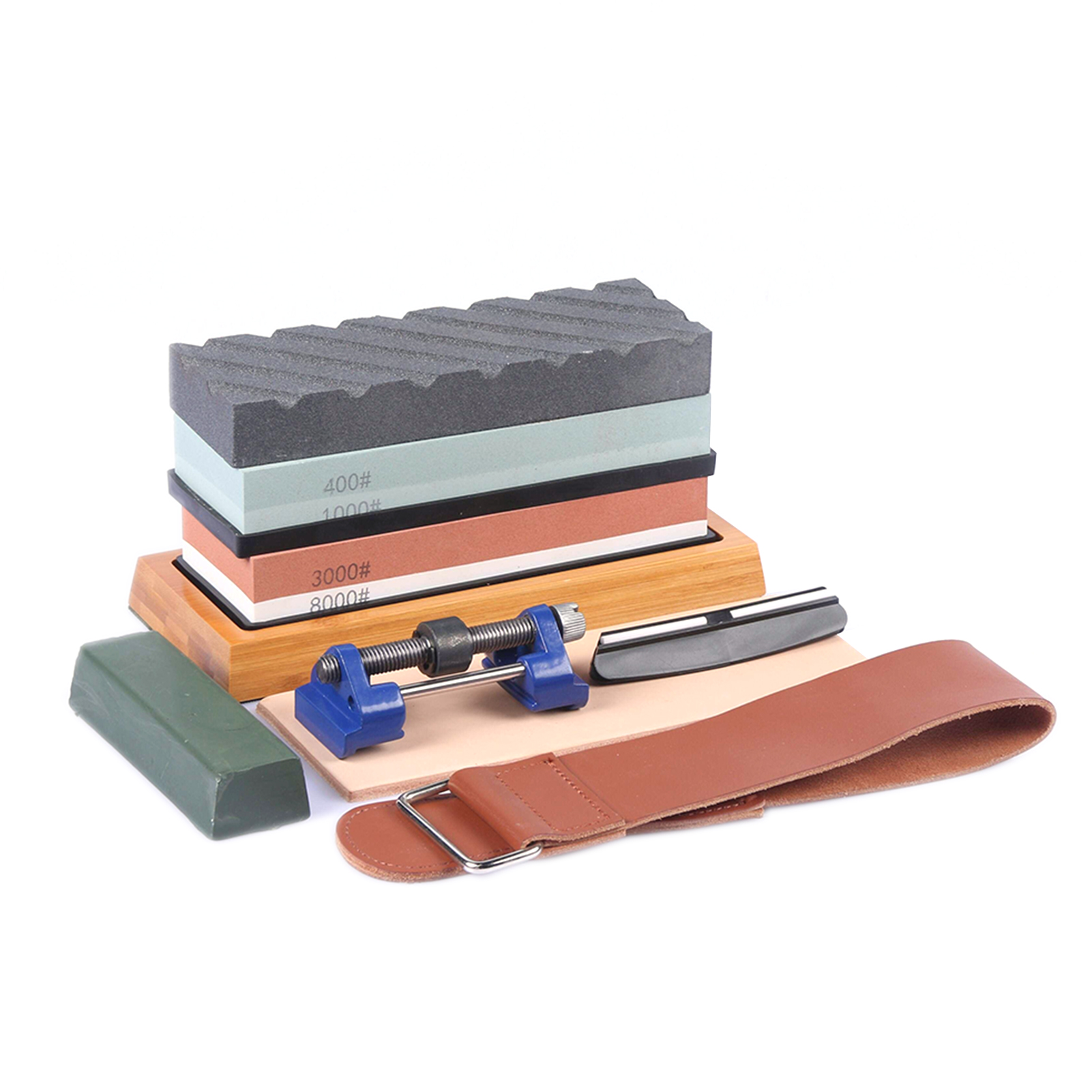 400/1000 3000/8000 Grit Slijpsteen Dubbelzijdig Slijpsteen Cut Set Met Antislip Bamboe Basis En Gratis Hoek gids