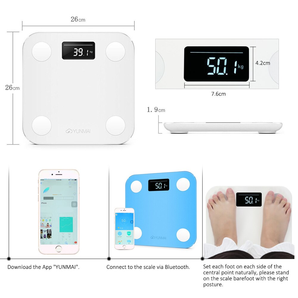 bathroom Smart Yunmai Mini Scale Digital Body Fat Weight Scale Body Balance Human Weighing Scales Floor Balance Connect