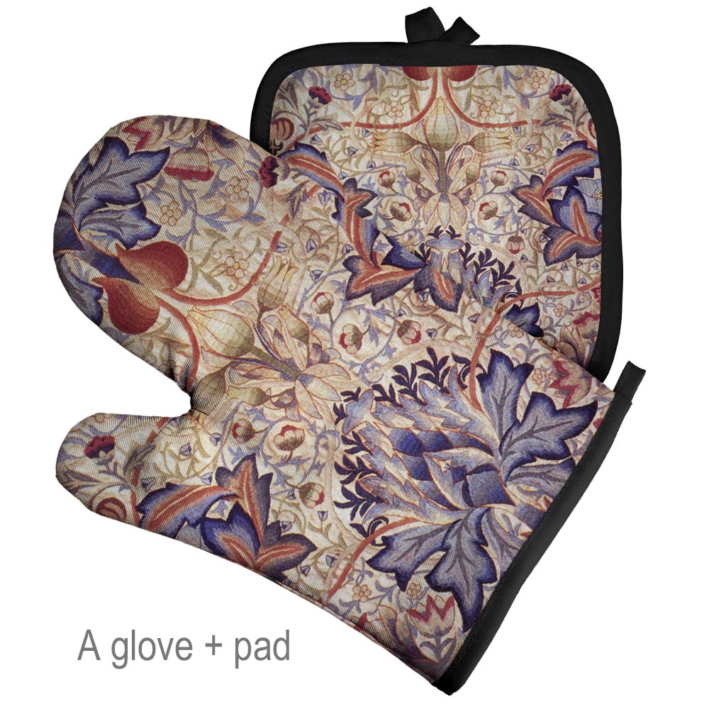 Retro Pattern Microwave Glove Potholder Polyester Oven Mitt Insulation Gloves Kitchen Pad Baking BBQ Gloves Home Decor: Gold