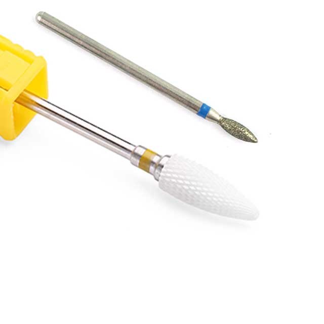 Broca de clavo de cerámica para manicura, fresa de diamante, limas rotativas eléctricas, brocas para pedicura, rebaba, herramientas para quitar cutículas, 2 uds.: 5
