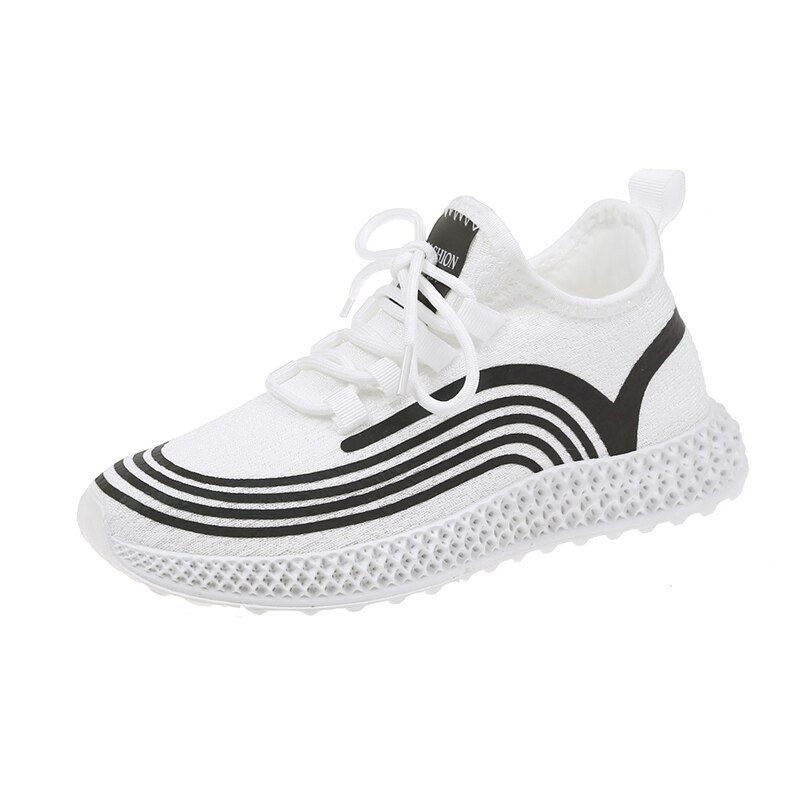 Reflective Sneakers Women Sport Running Shoes Lace Up Ladies Woman Mesh Breathable Zapatillas Zapatos De Mujer Vulcanized: White / 39
