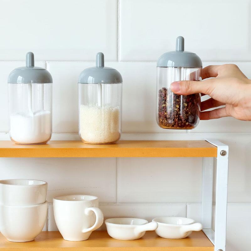 Frasco de aceite Caster, recipientes para especias, latas de sal, contenedor de almacenamiento, pimienta, condimento, cocina con cuchara/cepillo/palo y tapa, 1 Uds.