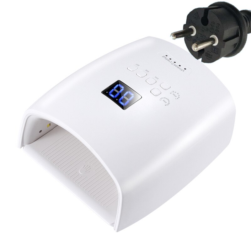 48W Uv Nail Lamp Led Lamp Voor Manicure Draadloze Batterij Oplaadbare Curing Nail Dryer Voor Alle Gels Polish Draagbare lamp: EU Plug 3900mAh