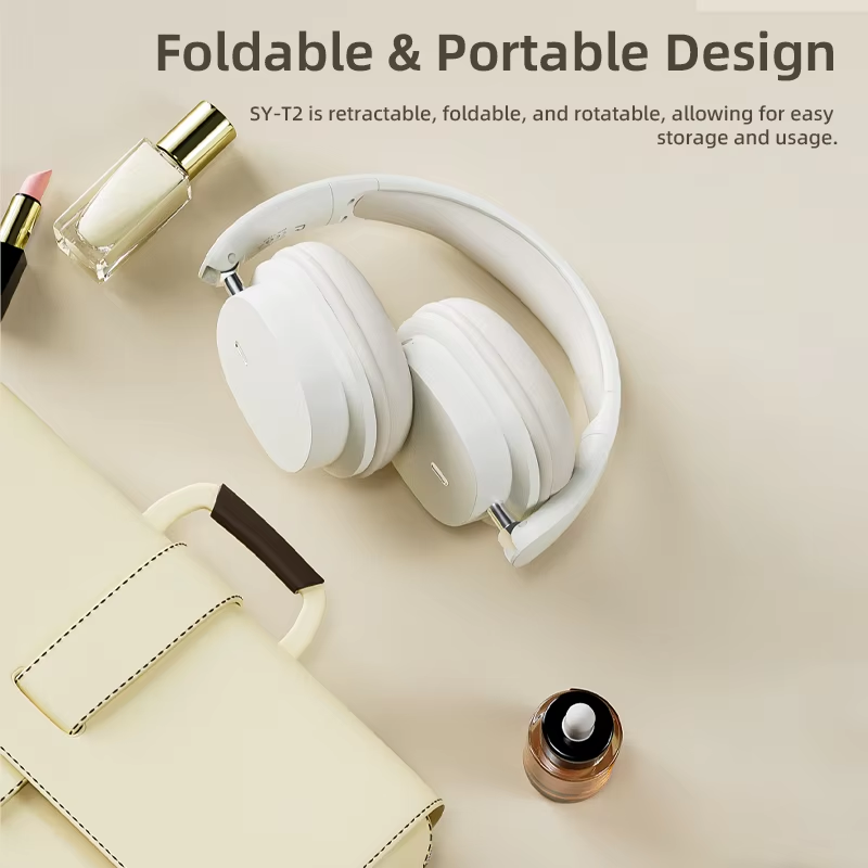 Bluetooth 5.3 Wireless Headphones HIFI Stereo Portable Over-ear Business Headset Low Latency Gaming Earphones With Mic