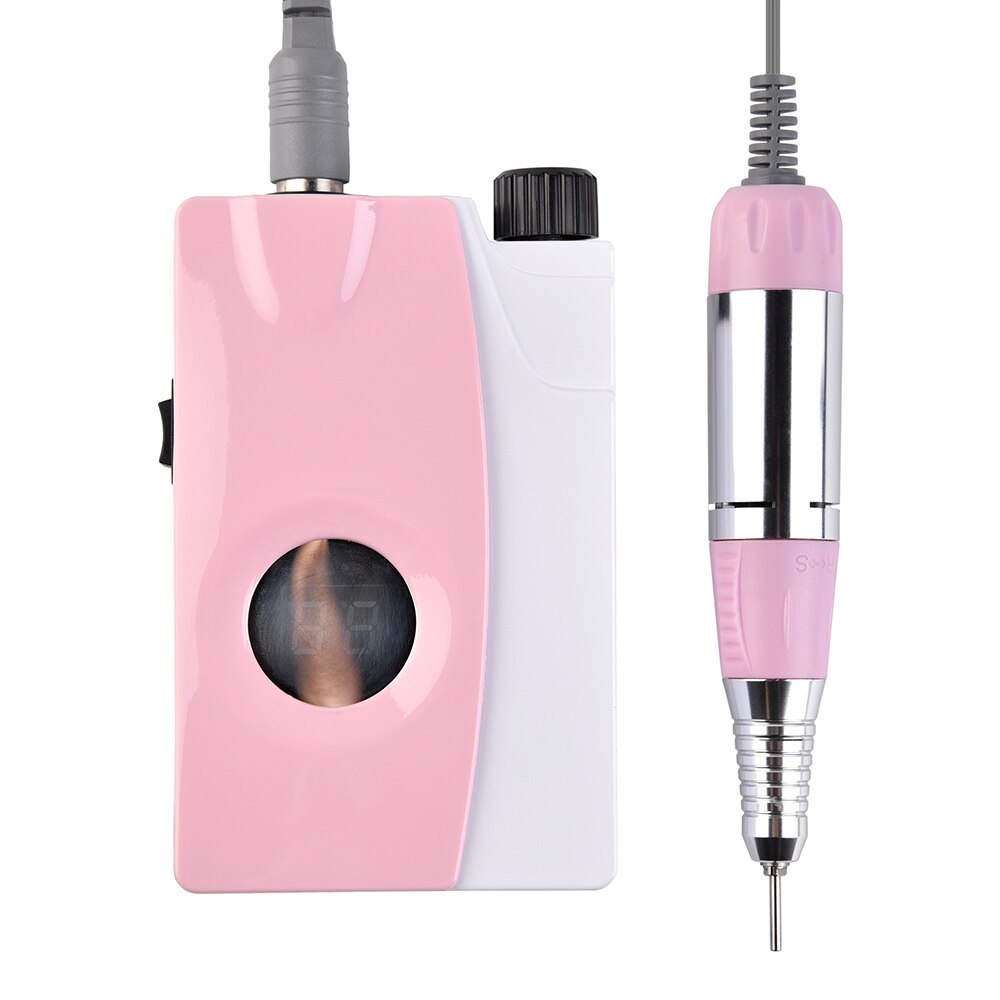 Perceuse à ongles électrique Portable rose, avec écran LED et 4 mèches de ponçage pour manucure et pédicure, équipement d'art des ongles