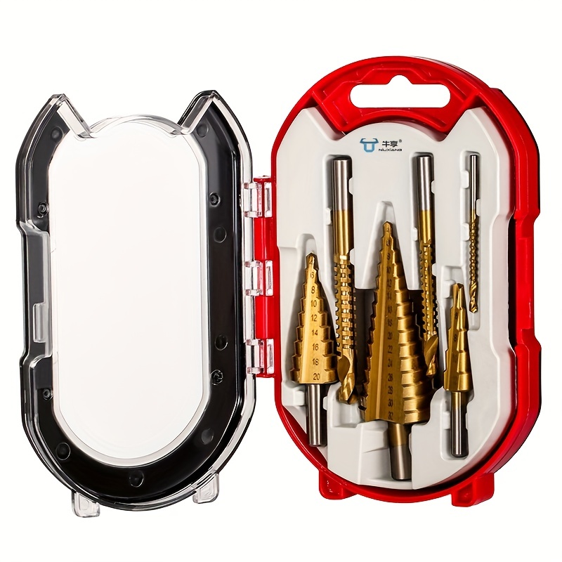 Kit de taladro escalonado de 5 piezas, juego de taladro escalonado, taladro giratorio de masa frita de Metal de 4-12/20/32mm, taladro escalonado con punzón central automático
