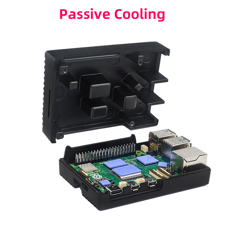 Raspberry Pi 5 aluminium behuizing Passieve koeling met siliconen koellichamen Schakelaarknop Stille warmteafvoer voor RPI 5 Pi5