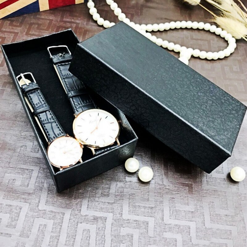Caja rectangular negra para relojes, caja de de cartón, accesorios de joyería