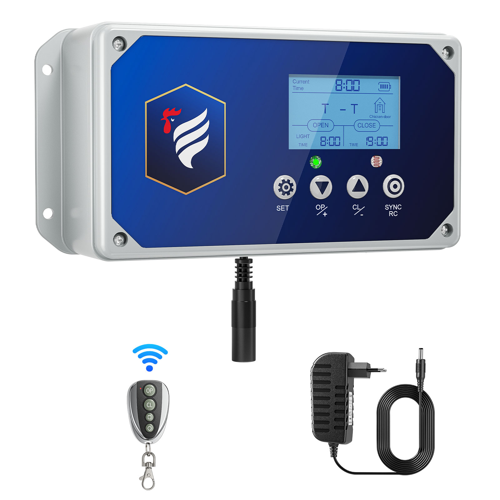 Automatische Kippenhok Deur Schakelkast Met Afstandsbediening En Timer Voor Veilig Kip Landbouw, Stroom Of Batterij Operated: Goud