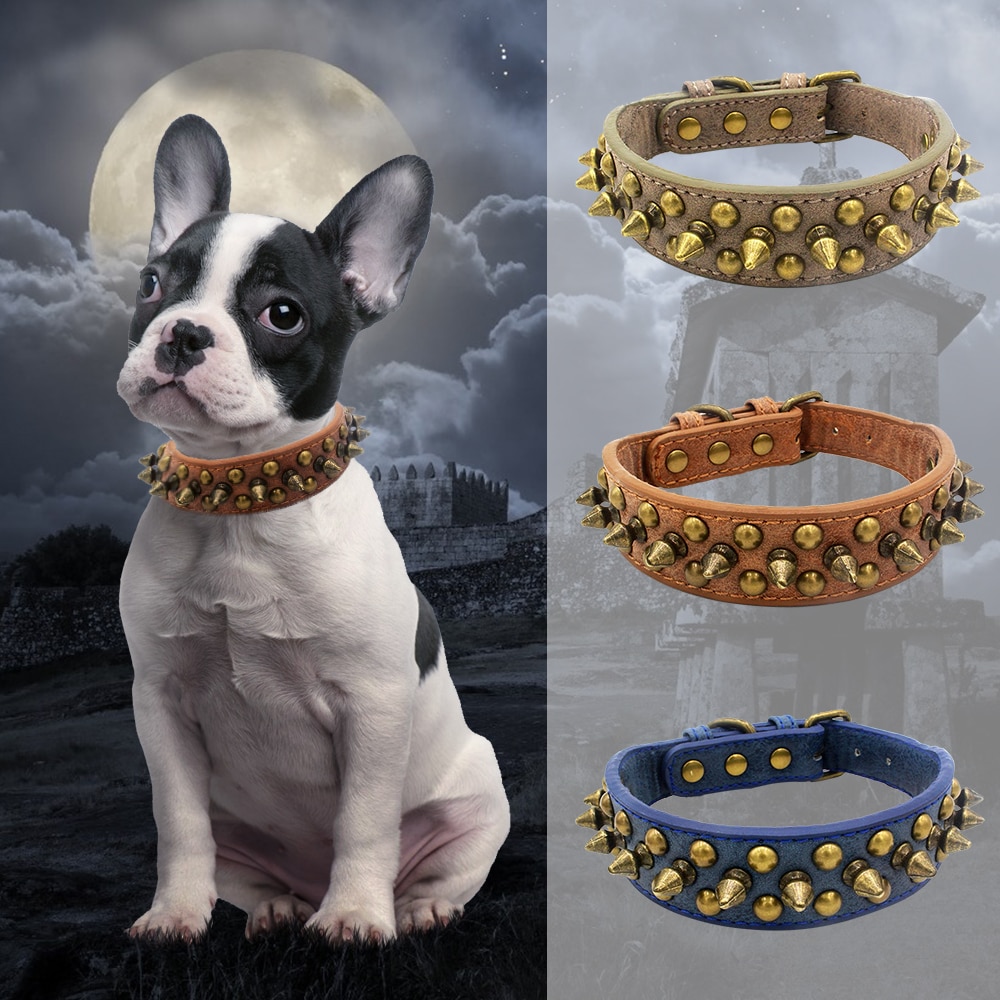 Hond Kraag Lederen Punk Spiked Studded Rivet Halsbanden Ronde Spikes Duurzaam Pet Producten voor Kleine/Medium/Larges honden XS-XL