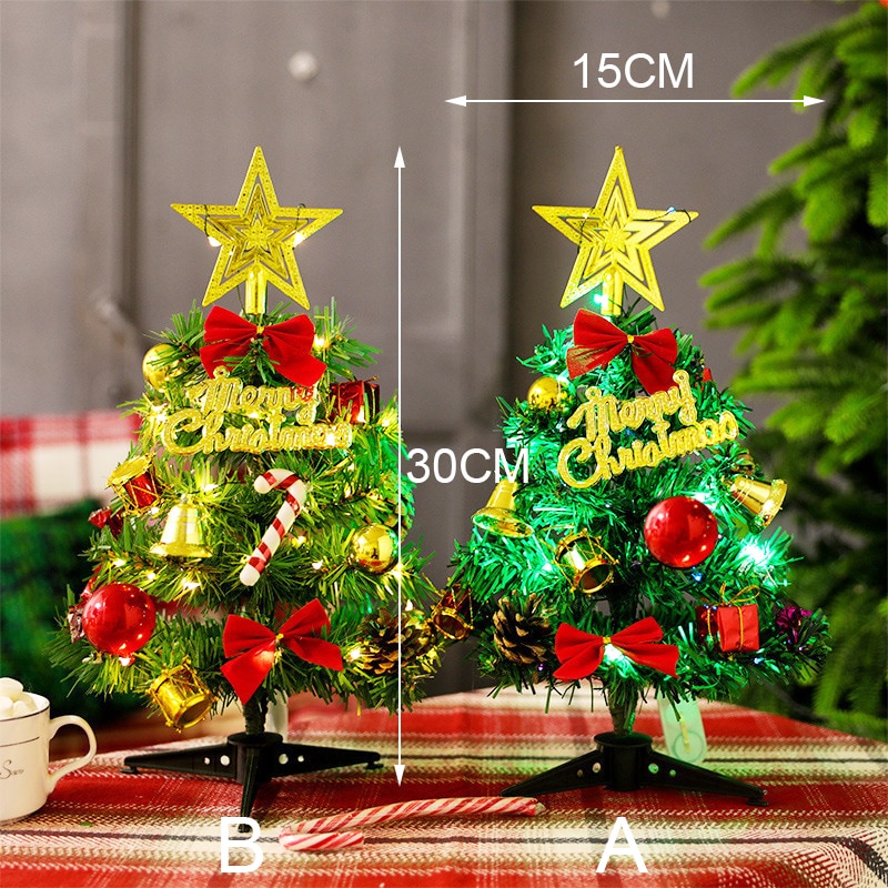 30Cm Mini Kerstboom Gadgets Bow Bells Pine Cone Kerst Desktop Jaar Decoraties