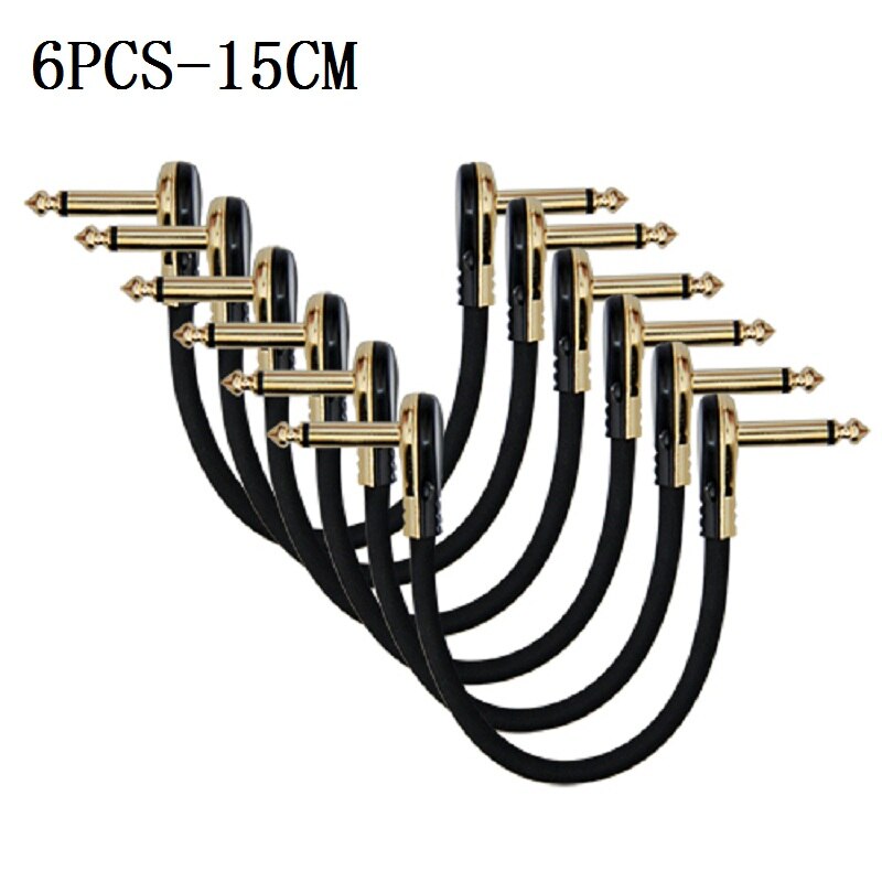 6PCS Guitar Patch Cables Right Angle 15/30CM 1/4 Guitar Cable for Guitar Effect Pedals: 6PCS-15CM